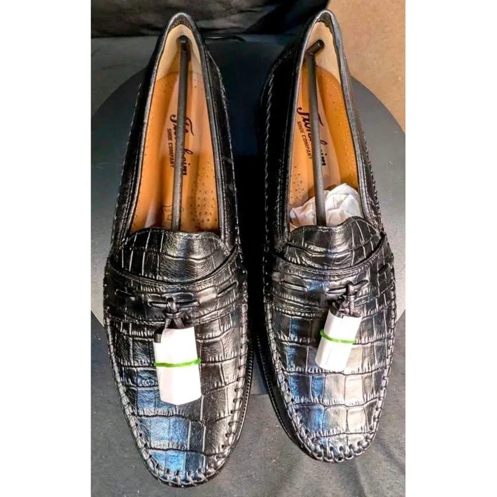Florsheim Pisa Black Croc Print Tassel Loafers~18469-01 ~Sz 8 3E Extra Wide~NIB - Picture 6 of 15